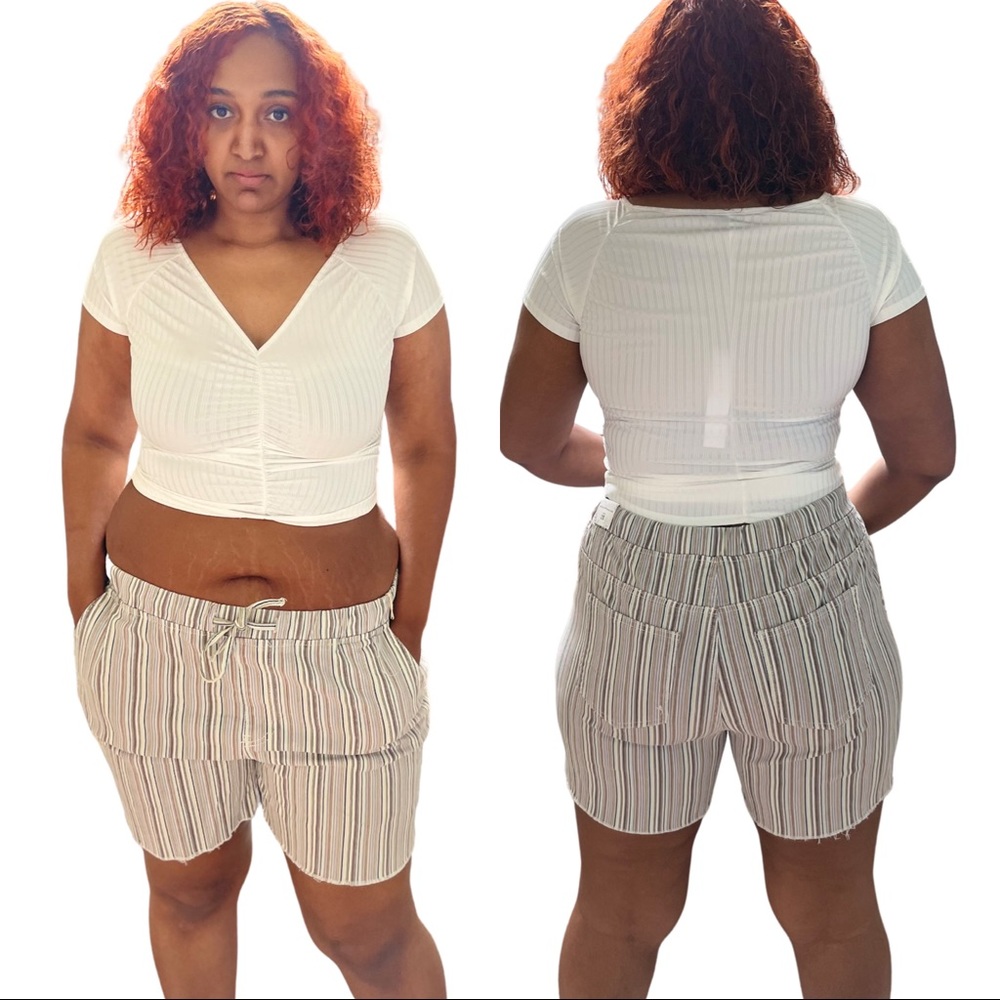 Drawstring Fray Hem Shorts ROYALTY FOR ME